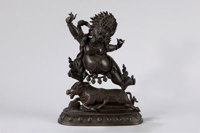 Scultura in bronzo raffigurante Yama Dharmaraja, Cina, XVIII secolo