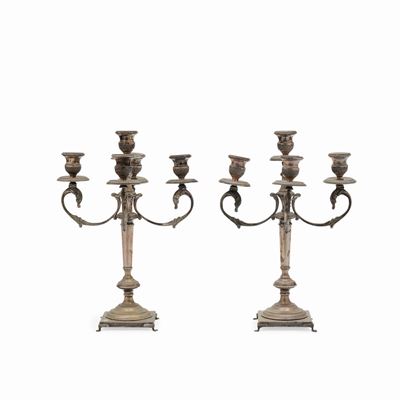 Candelabri in argento, stile Impero, XX secolo