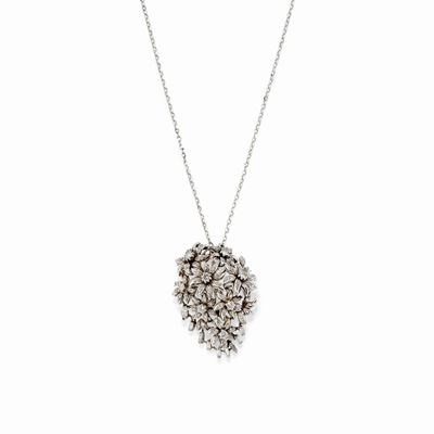 Spilla-pendente in Oro Bianco 18k e Diamanti