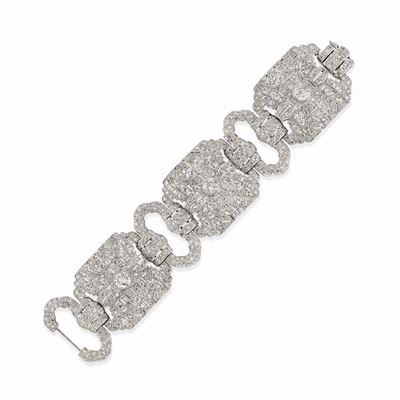 Importante Bracciale in Platino e Diamanti, 1930 Circa