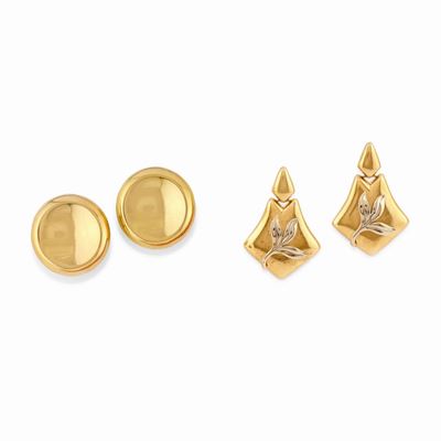 Due Coppie di Orecchini in Oro Bicolore 18k
