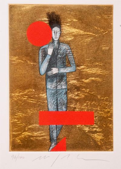 Senza titolo - 4 incisioni all’acquaforte, acquatinta, serigrafia e foglia d’oro