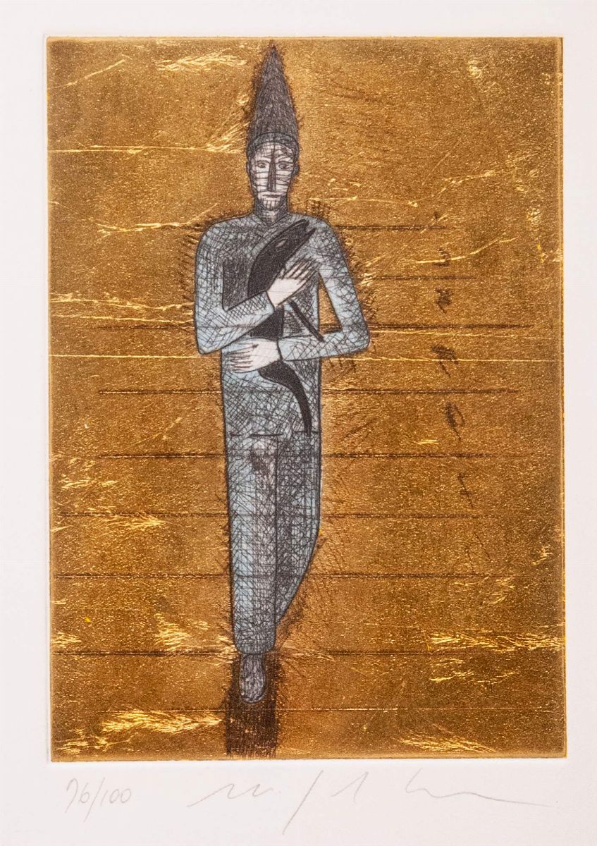 Mimmo Paladino - Senza titolo - 4 incisioni all’acquaforte, acquatinta, serigrafia e foglia d’oro