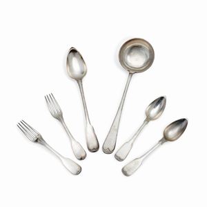  - A silver cutlery service