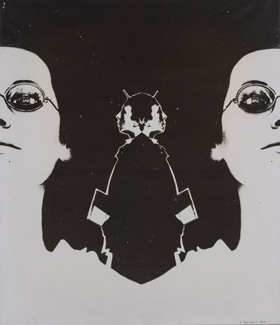 Guardando negli occhi della signora, stampa e acrilico su tela emulsionata