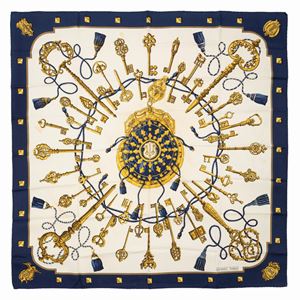 Les Clefs silk twill scarf
