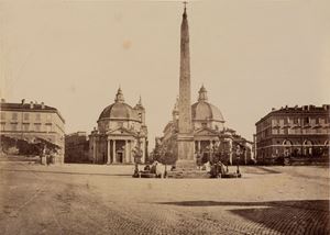Chauffourier Gustave Eugène (attr.) - Piazza del Popolo, Architettura del Valadier
