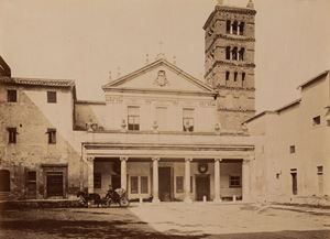 Chauffourier Gustave Eugène (attr.) - Facciata della Chiesa di S. Cecilia in Trastevere