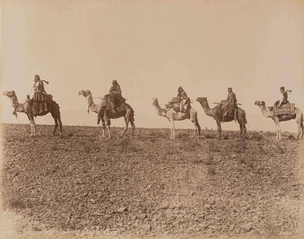 féLIX Bonfils - Chameliers En Marche Dance le Désert ; Vue Générale Assiut