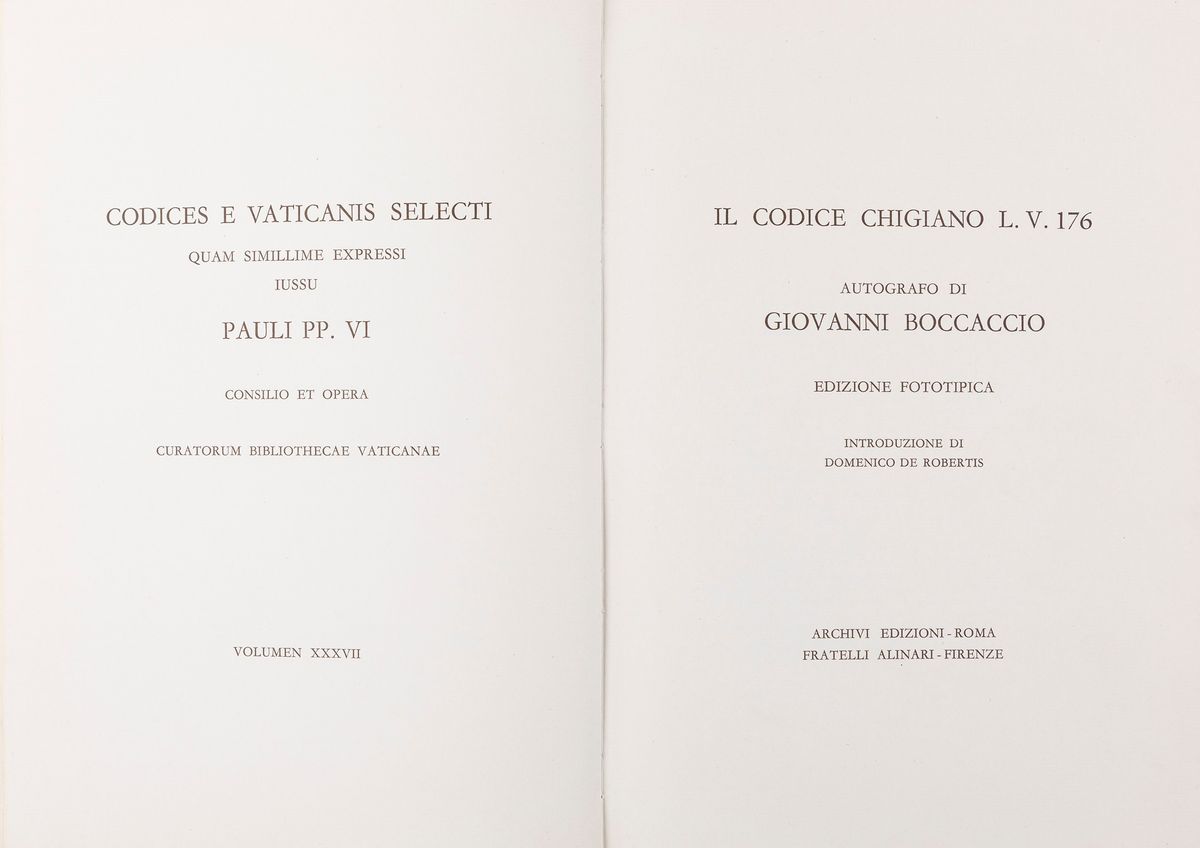 Il Codice Chigiano L.V.176 Autografo di G Boccaccio