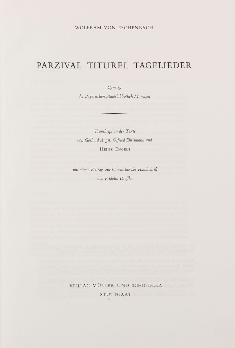 Wolfram - Parzival Titurel Tagelieder