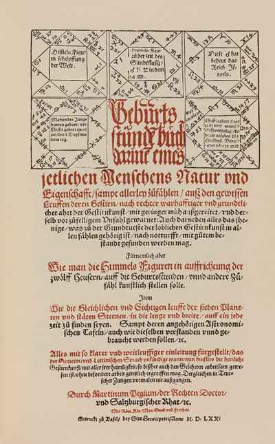 Geburtsstundenbuch, Darinnen Eines Jetlichen Menschen Natur Und Eigenschafft