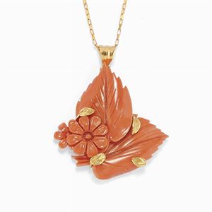 Pendente in oro 18k e corallo