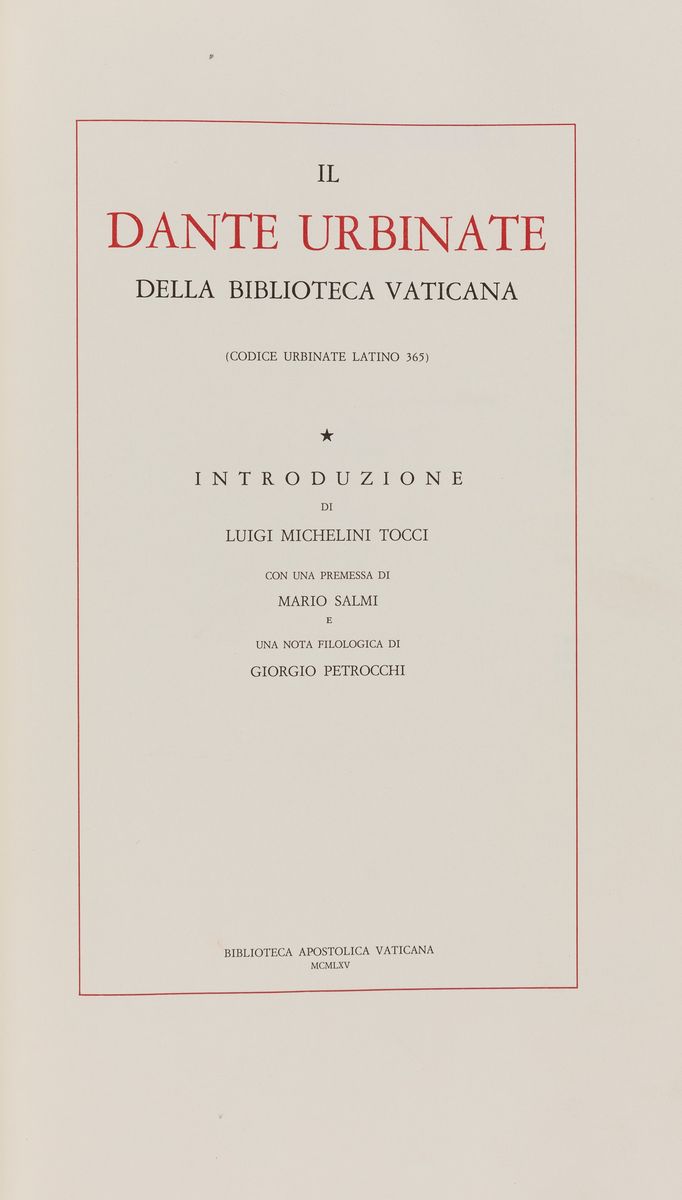 Il Dante Urbinate della Biblioteca Vaticana