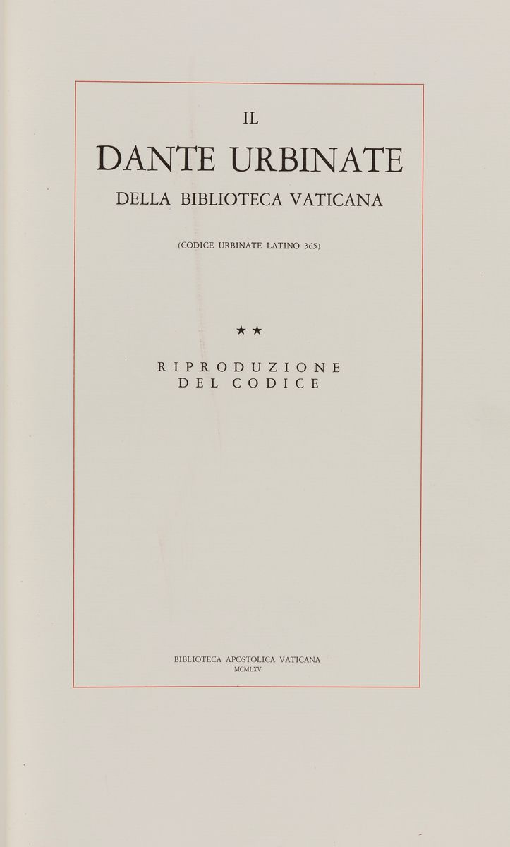 Il Dante Urbinate della Biblioteca Vaticana