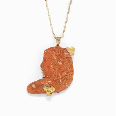 Pendente in Oro 18k e Corallo