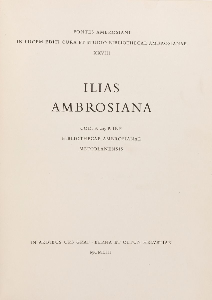 Omero - Ilias Ambrosiana Cod. F. 205 P. Inf.