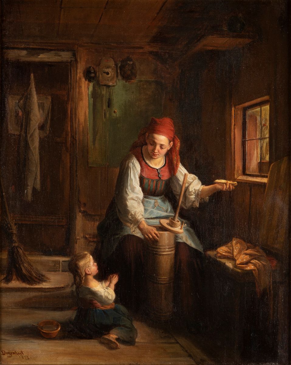 Pittore Austriaco del XIX Secolo - Coppia di Scene D'interno