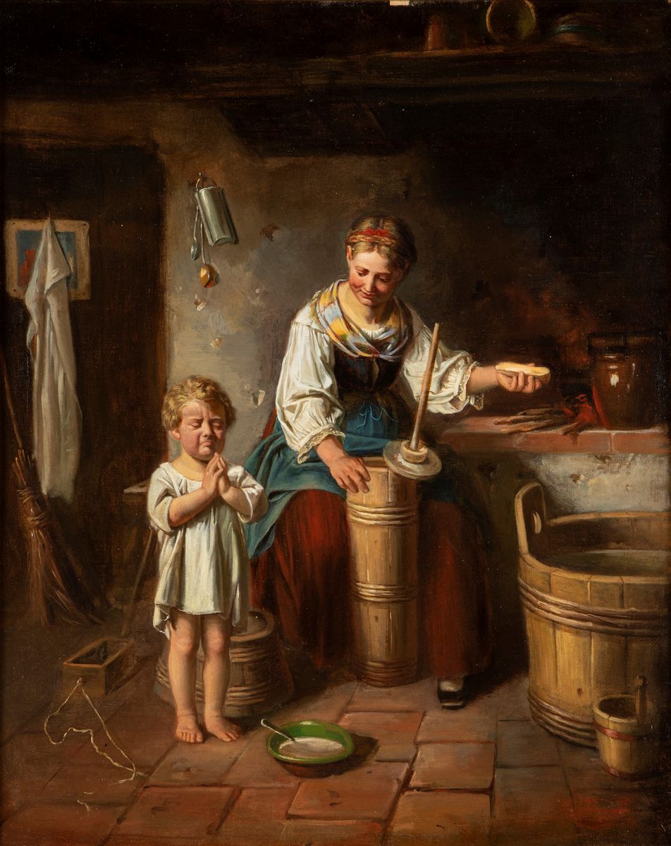 Pittore Austriaco del XIX Secolo - Coppia di Scene D'interno