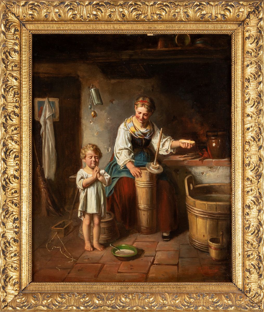 Pittore Austriaco del XIX Secolo - Coppia di Scene D'interno