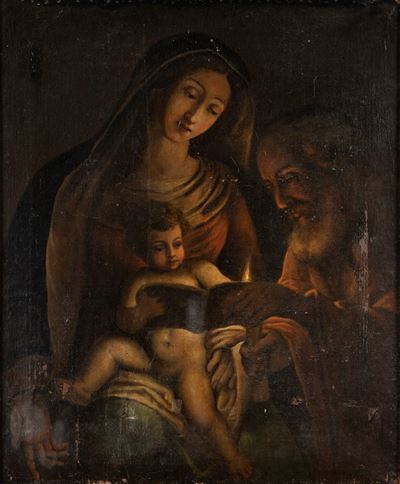 Sacra Famiglia, olio su tela