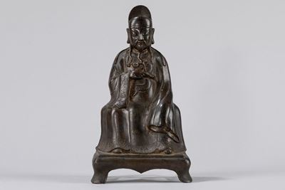 Scolpitore Cinese del XVII secolo, Figura in bronzo dorato raffigurante saggio