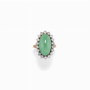 Tiffany & Co. - Anello in oro bicolore 18k, giada e diamanti