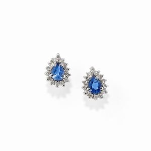  - Orecchini in oro bianco 18k, diamanti e zaffiri