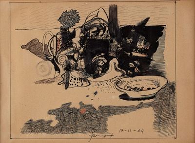Senza titolo, tecnica mista su carta, 1964