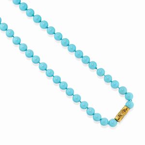  - Collana in oro giallo 18k e pasta di turchese