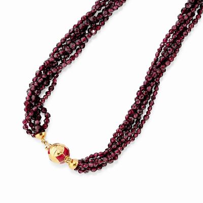 Collana in Oro Giallo 18k, Smalto e Granati
