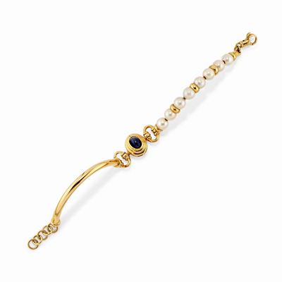 Bracciale in Oro Giallo 18k, Perle e Zaffiro