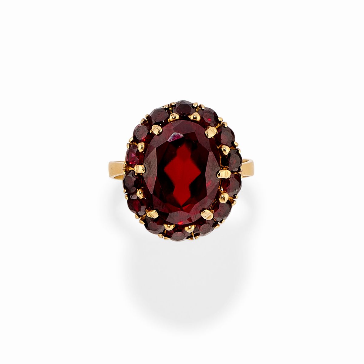 Tre Anelli in Argento, Oro Giallo 18k, Smeraldo, Ametista, Granati e Diamanti
