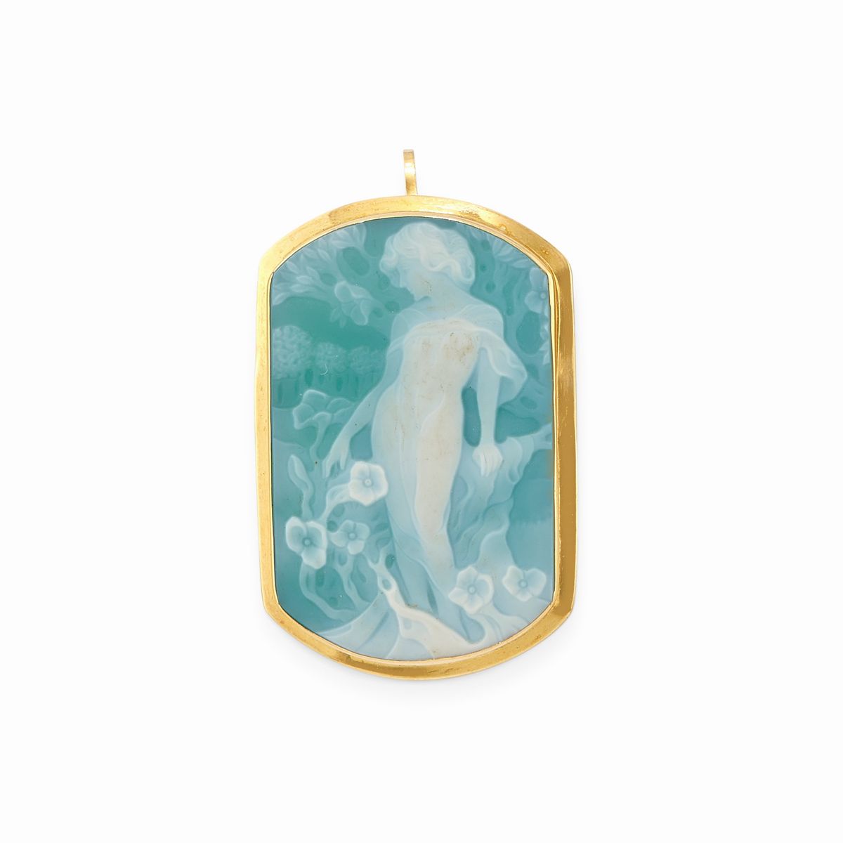 Due Spille-pendente in Oro Giallo 18k e Cammeo