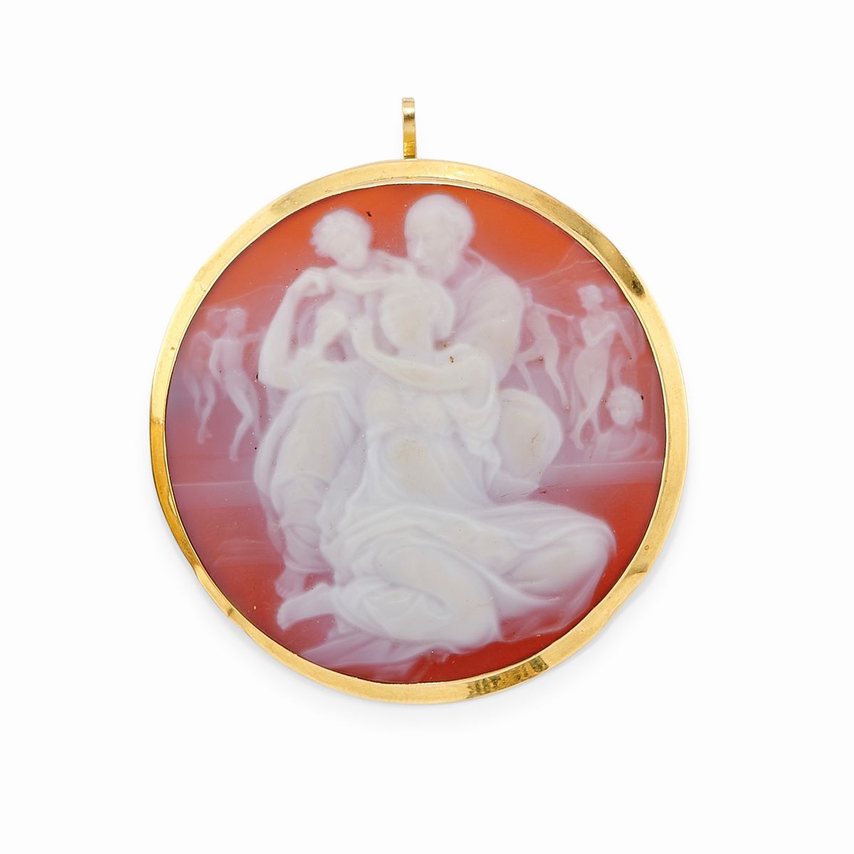 Due Spille-pendente in Oro Giallo 18k e Cammeo