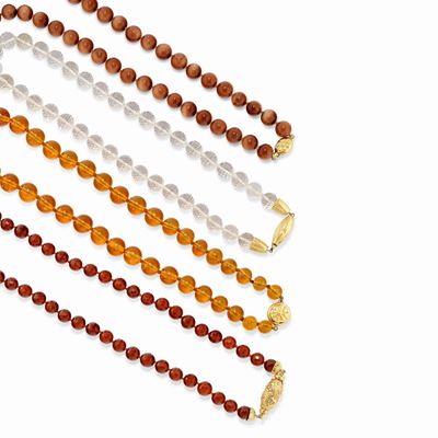 Quattro Collane in Oro Giallo 18k e Pietre Dure Colorate