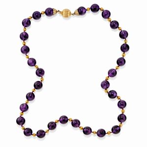  - Collana in oro giallo 18k e ametiste