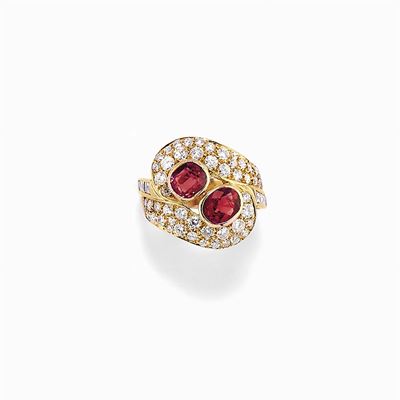 Anello in Oro 18k, Rubini e Diamanti