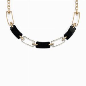 Collana in oro bicolore 18k, onice e diamanti