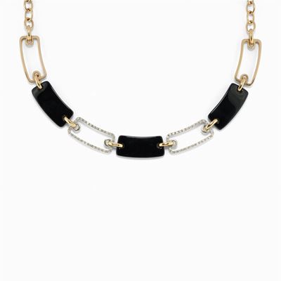 Collana in Oro Bicolore 18k, Onice e Diamanti