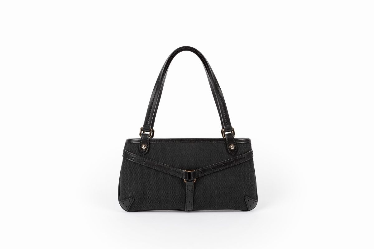 Gucci - Mini borsa in tela nera con manici in pelle