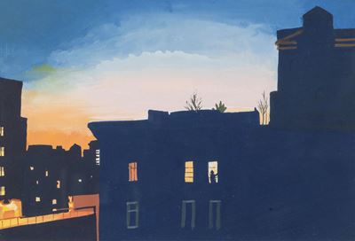 Senza titolo (Rooftop & Windows), olio su carta