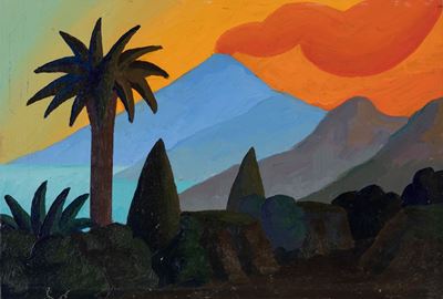 L'Etna da Taormina, olio su tavola