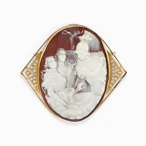 Pendente-spilla in oro 18k e diamanti