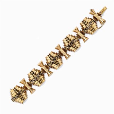 Bracciale in Oro 18k e Smalto, Francia 1940 Circa