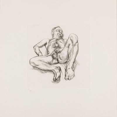 Naked man on a bed, acquaforte, es. 31/40
