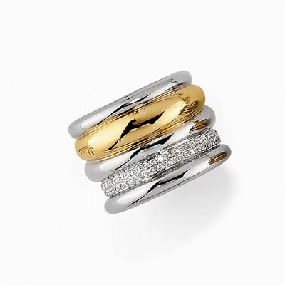 Anello in Oro Bicolore 18k e Diamanti