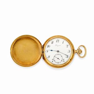 A 18k yellow gold poket watch, Longines, defects
