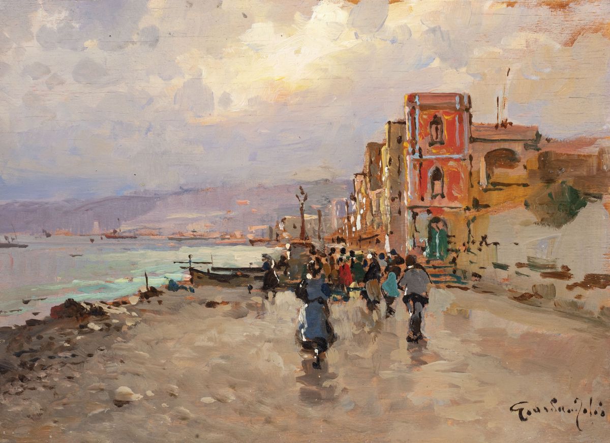 Felice Giordano - Coppia di Vedute Costiere