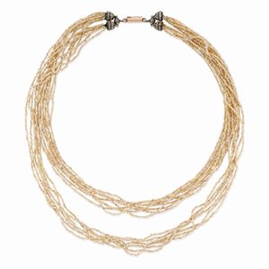  - Collana in microperle, argento e oro rosa 14k